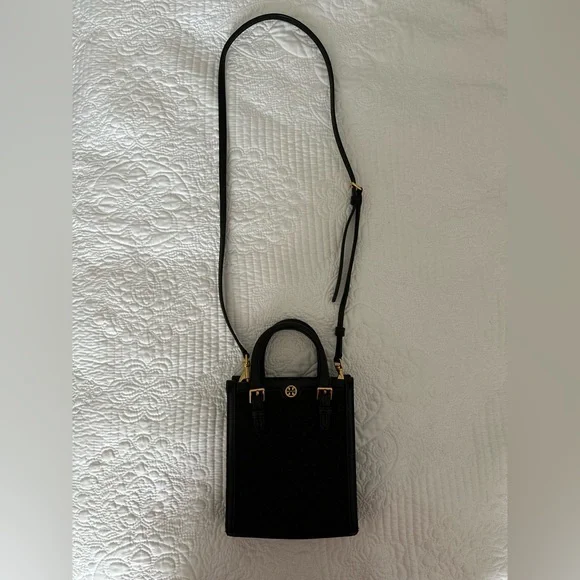 Tory Burch Black Canvas Monogram Mini Bag - Picture 3 of 10